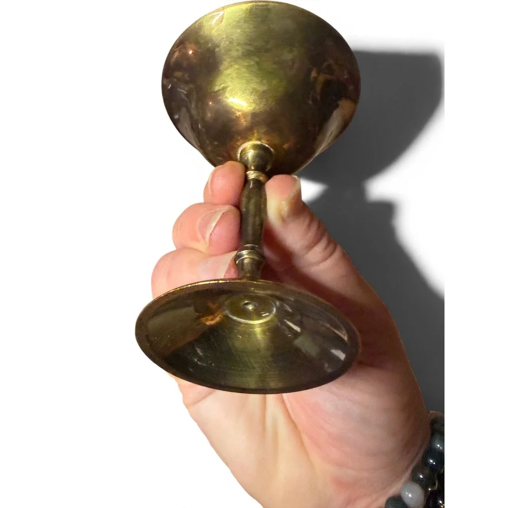 Vintage Solid Brass Chalices | Set of 3 | Mid-Century Barware